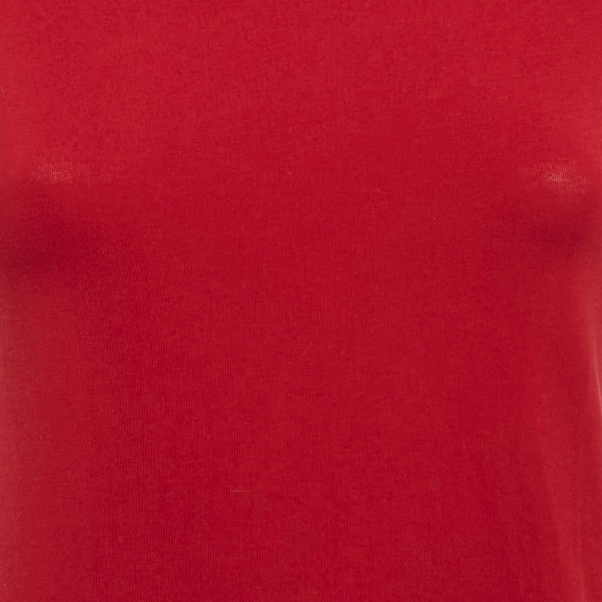 Rosso Burberry Brit Maglietta a girocollo in jersey rosso XS in vendita