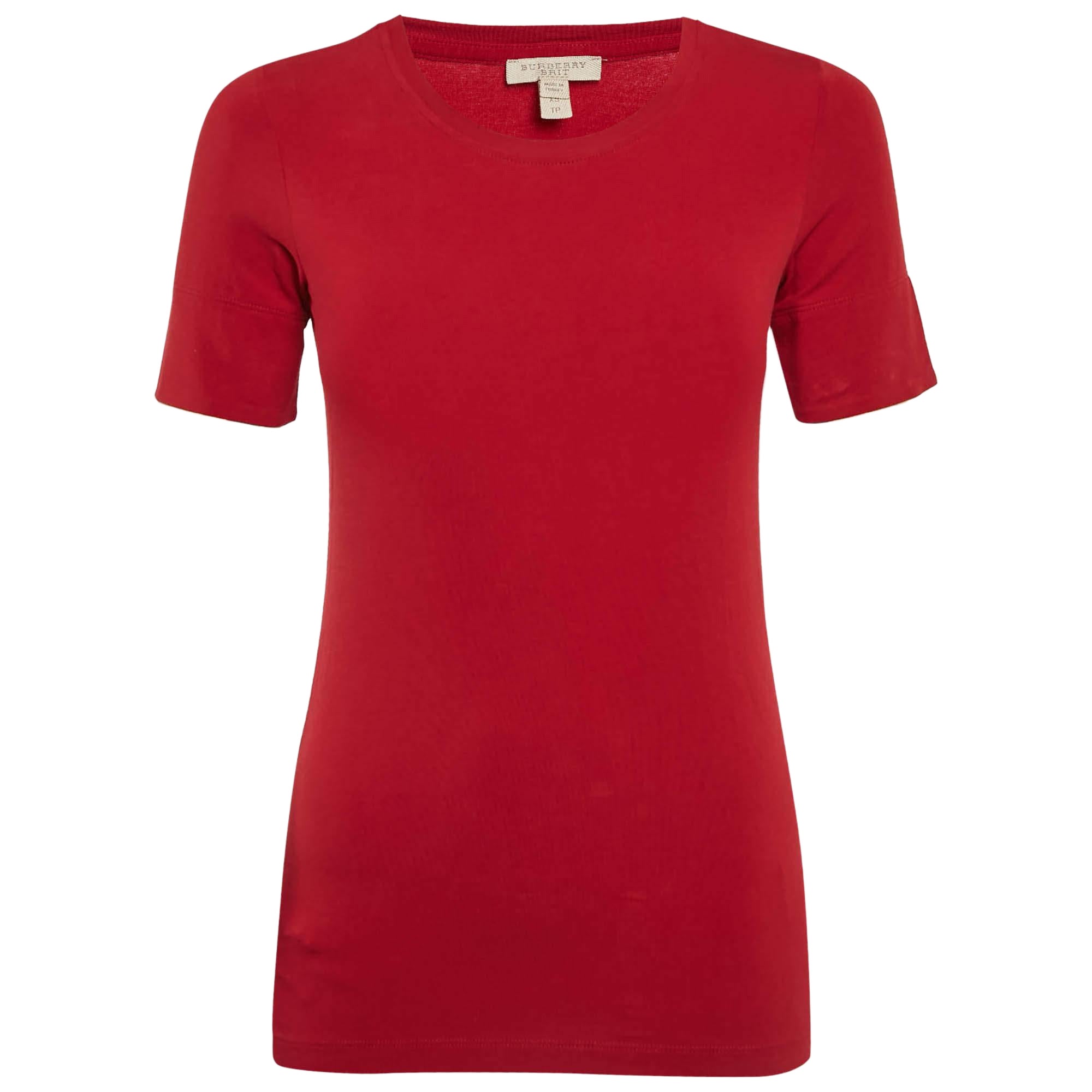 Burberry Brit Camiseta de punto roja con cuello redondo XS