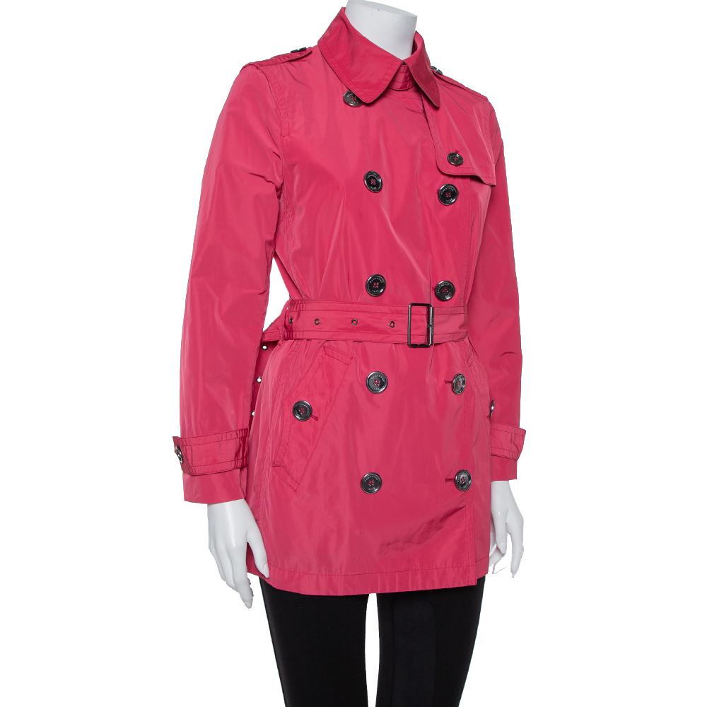 pink belted coat