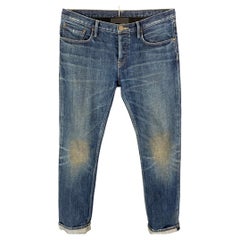 BURBERRY BRIT Size 32 Blue Washed Cotton Slim Jeans