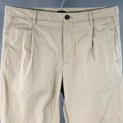 BURBERRY BRIT Talla 33 Caqui Sarga Algodón Tabs Laterales Plisados Pantalones Casual Cónicos