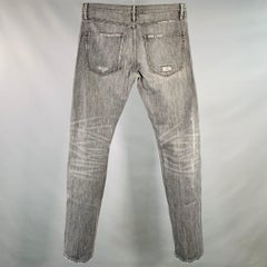 BURBERRY BRIT Size 33 Steadman Grey Twill Cotton Straight Slim Distressed Jeans