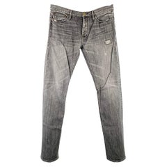 BURBERRY BRIT Size 33 Steadman Grey Twill Cotton Straight Slim Distressed Jeans
