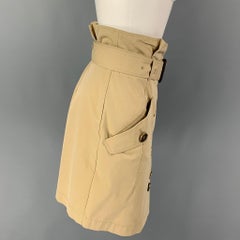 BURBERRY BRIT Size 6 Khaki Cotton Double Breasted Belted Skirt