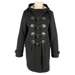 BURBERRY BRIT Size 8 Black Wool Hooded Coat