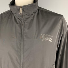 BURBERRY BRIT Size L Black High Collar Zip Up Windbreaker Jacket