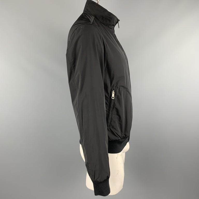 BURBERRY BRIT Size L Black High Collar Zip Up Windbreaker Jacket at 1stDibs