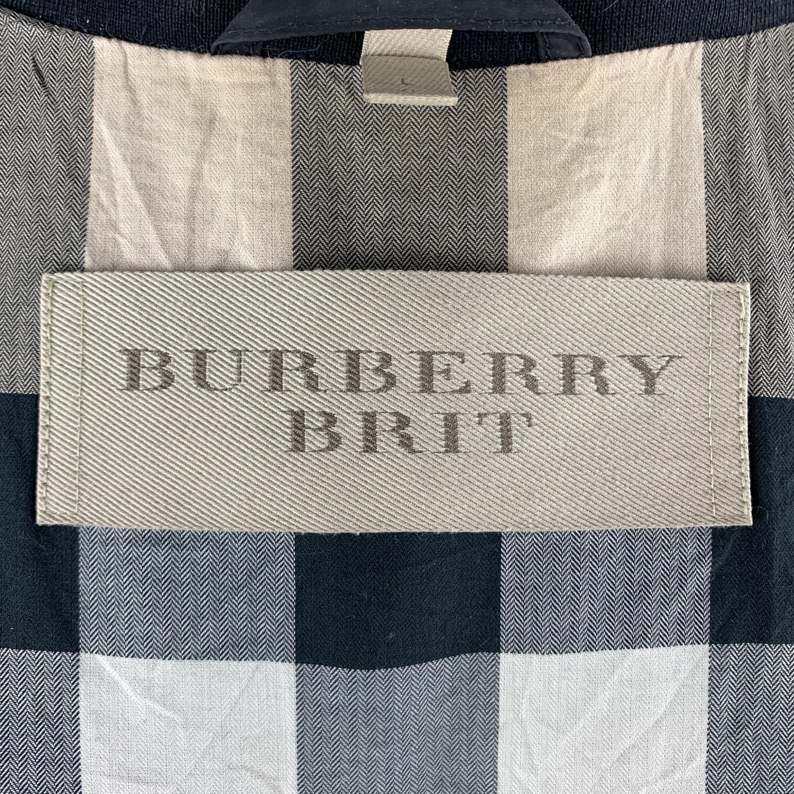 BURBERRY BRIT Size L Black High Collar Zip Up Windbreaker Jacket 2