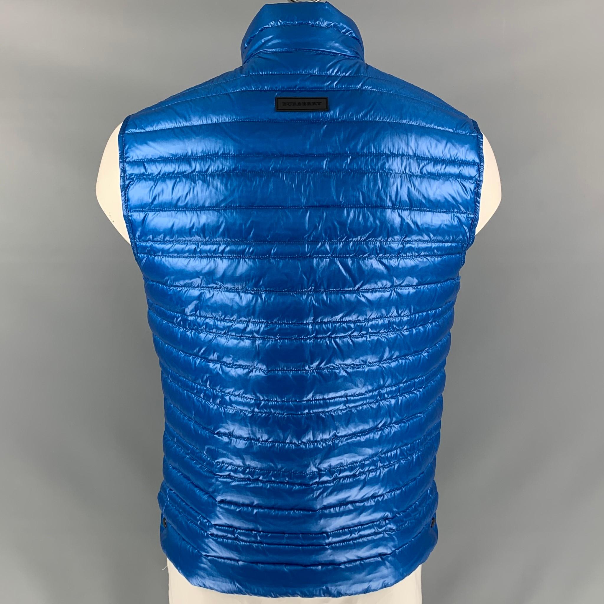BURBERRY BRIT Size L Blue Quilted Polyamide Vest In Good Condition In San Francisco, CA