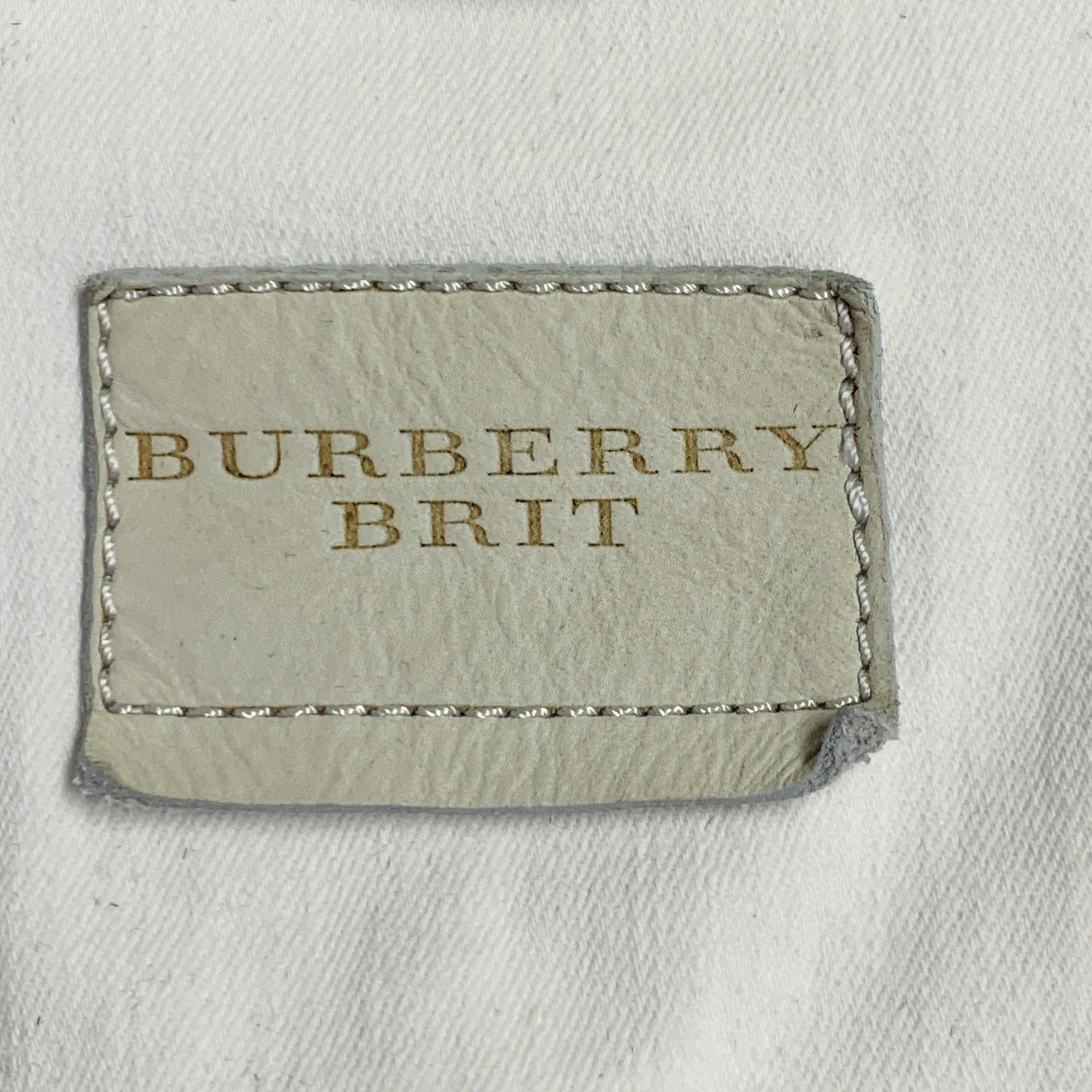 Women's BURBERRY BRIT Size L Cream Cotton Blend Stretch Denim Jacket Blazer For Sale