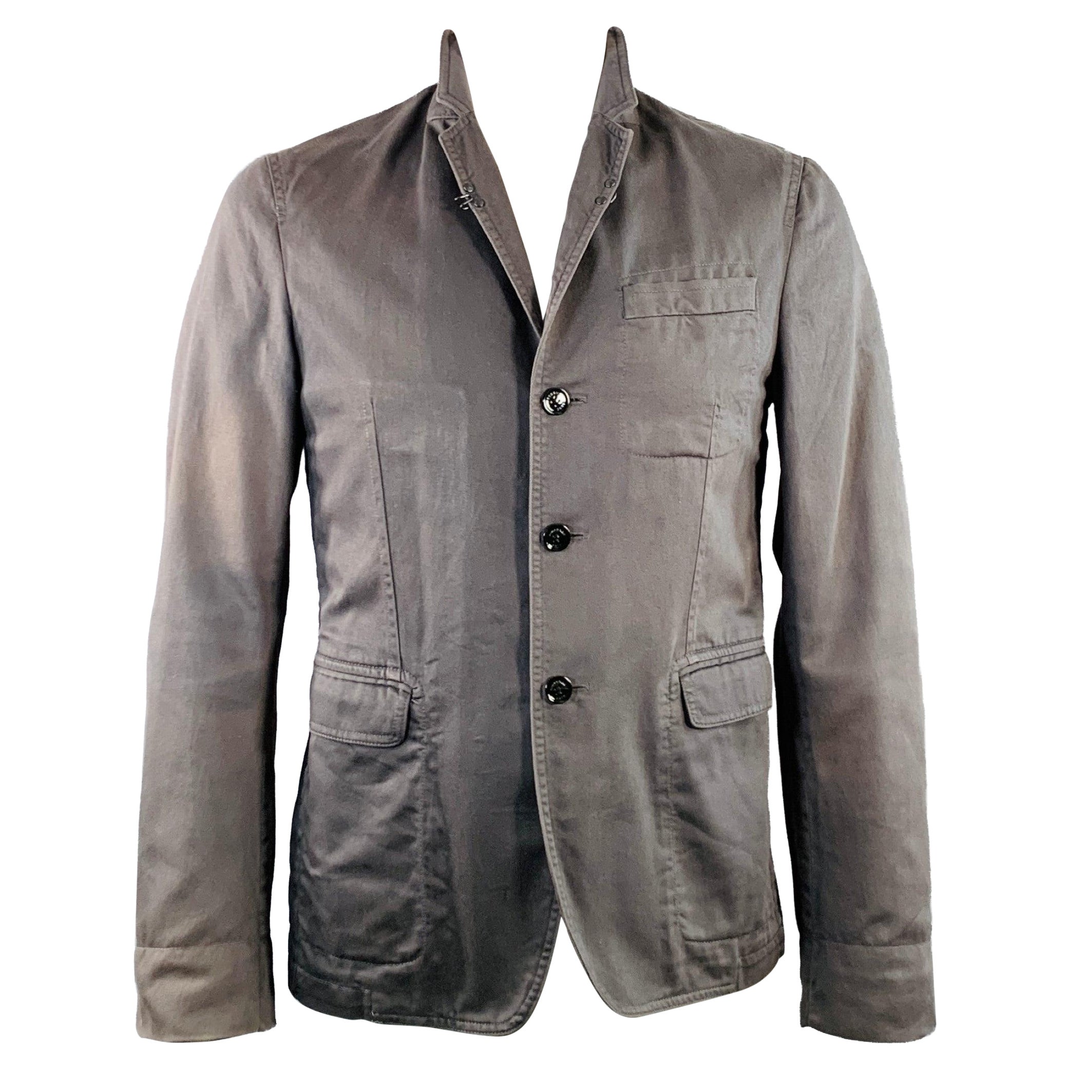 BURBERRY BRIT Size L Grey Slate Cotton Buttoned Jacket