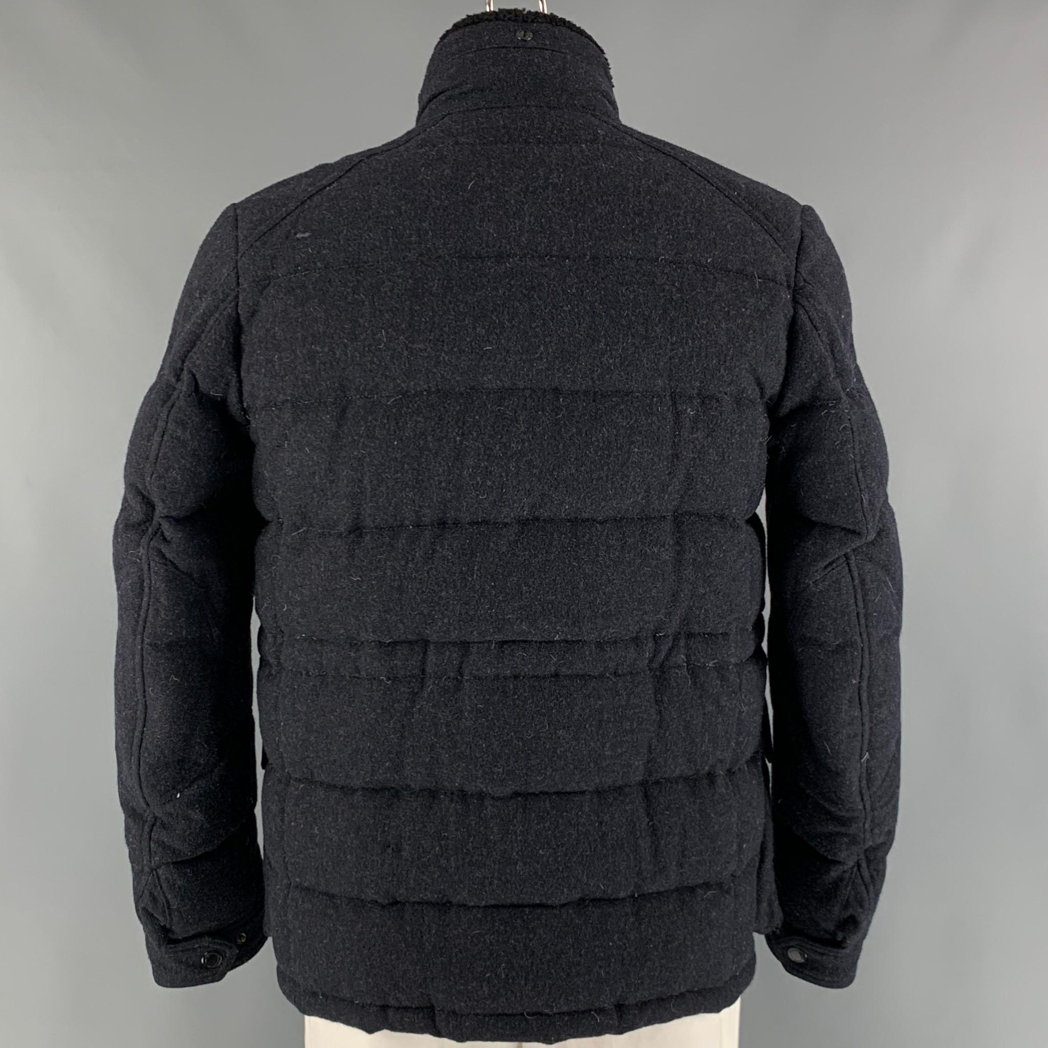 BURBERRY BRIT Size L Navy Quilted Wool Polyamide Jacket In Good Condition In San Francisco, CA