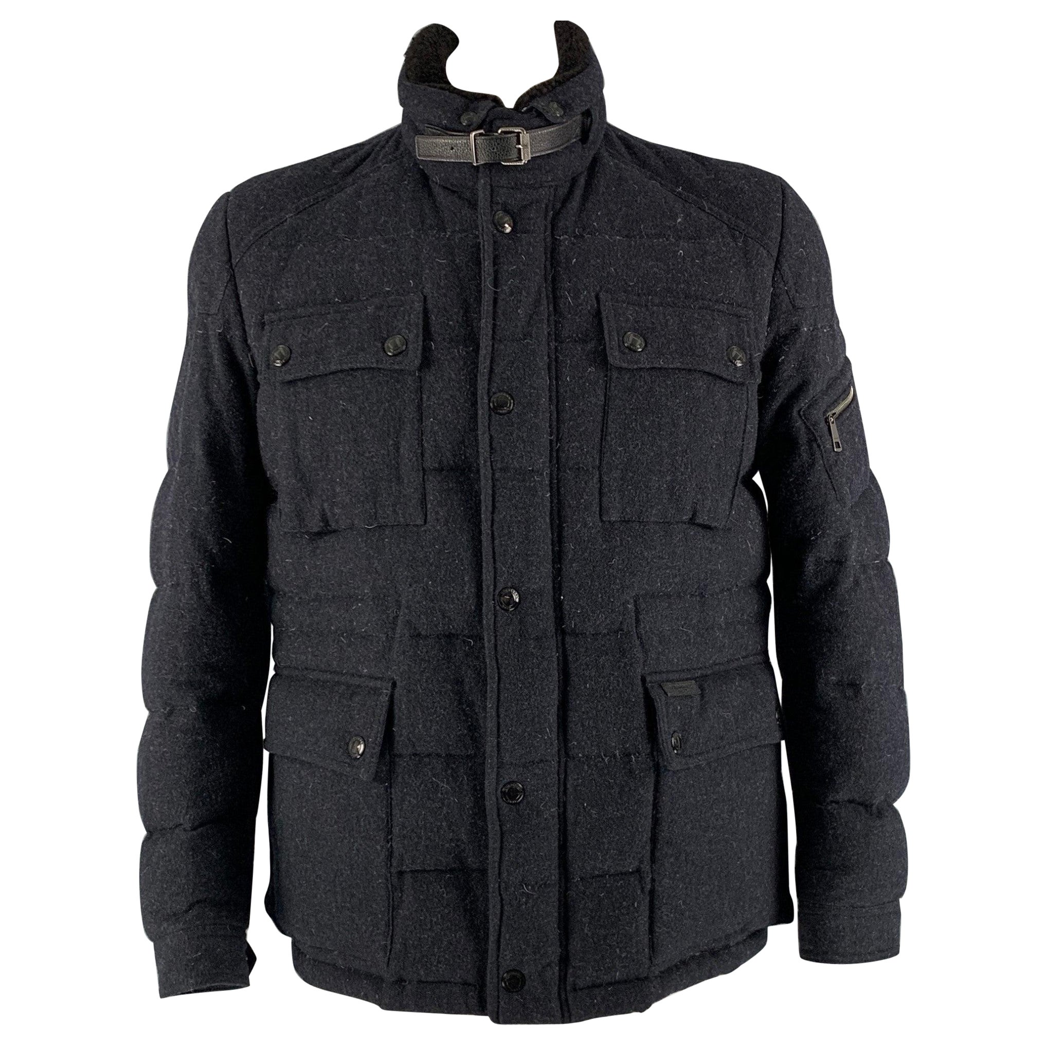 BURBERRY BRIT  Size L Navy Quilted Wool  Polyamide Jacket