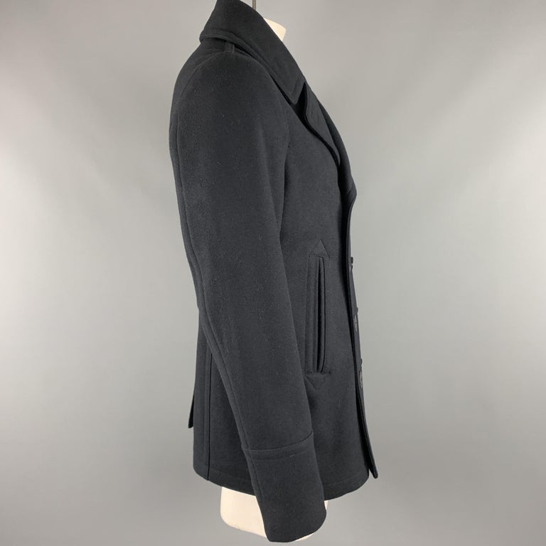 BURBERRY BRIT Size L Navy Wool / Cashmere Double Breasted Peacoat at ...
