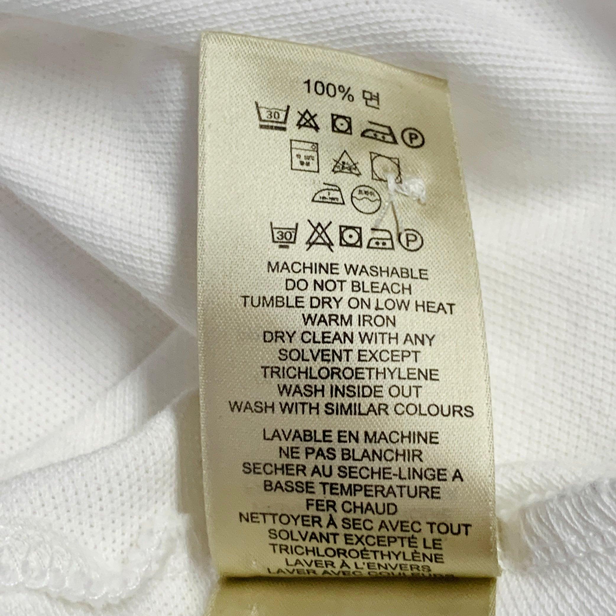 Burberry BRIT Size L White Embroidery Cotton Pique Contrast Trim Long Sleeve Polo en vente 5