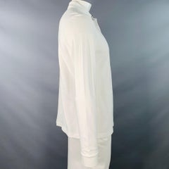 BURBERRY BRIT Size L White Embroidery Cotton Pique Contrast Trim Long Sleeve Polo