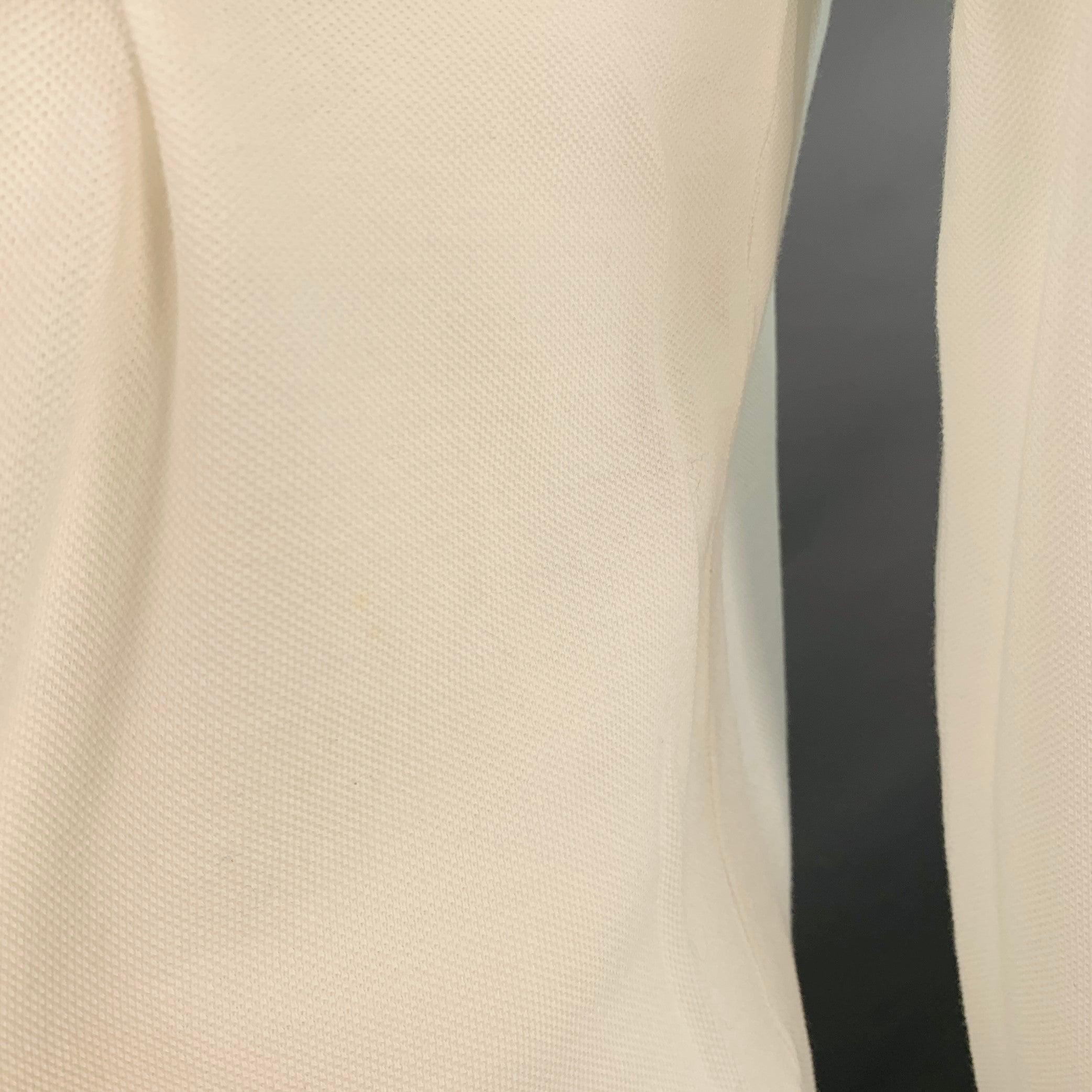 Burberry BRIT Size L White Embroidery Cotton Pique Contrast Trim Long Sleeve Polo Pour hommes en vente