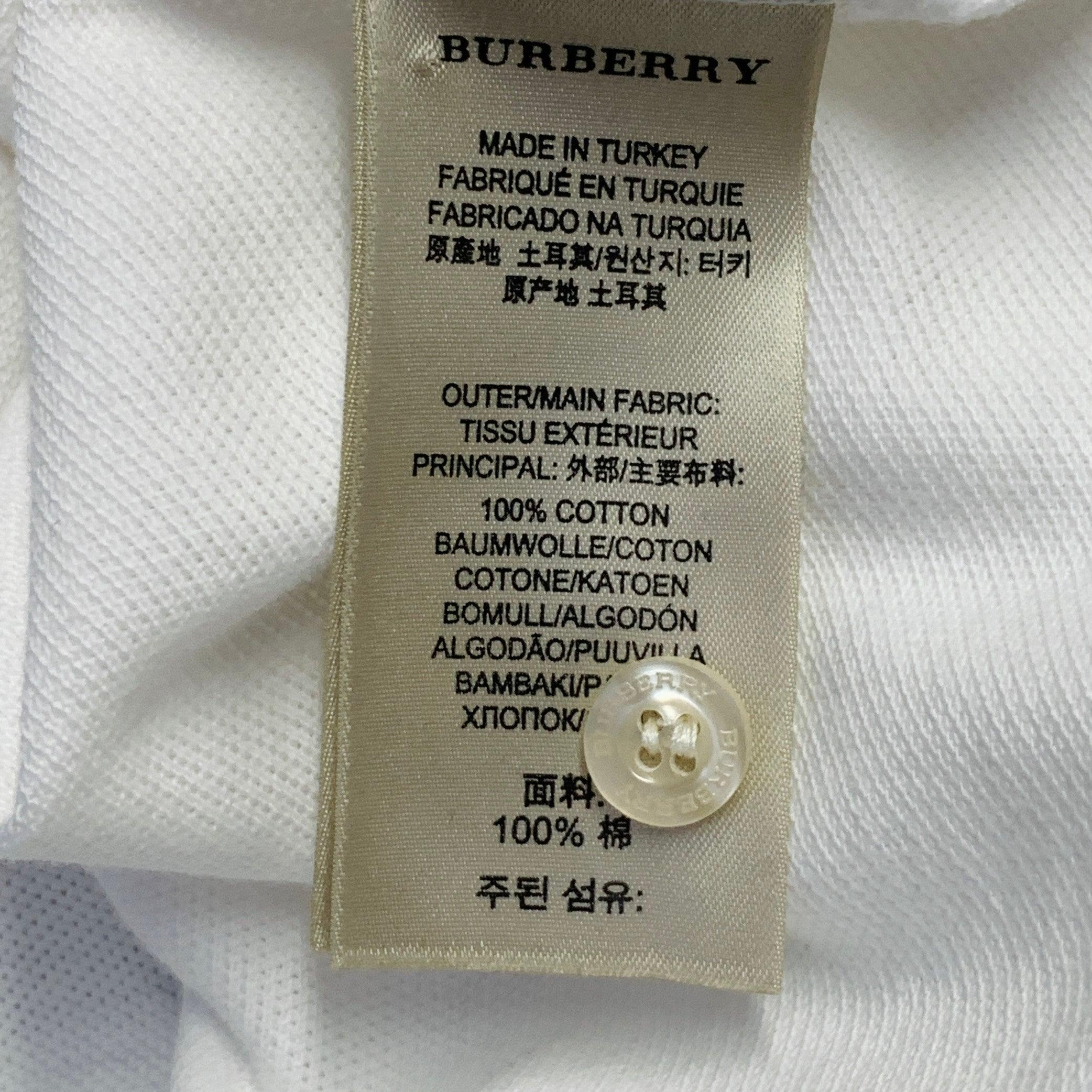 Burberry BRIT Size L White Embroidery Cotton Pique Contrast Trim Long Sleeve Polo en vente 4