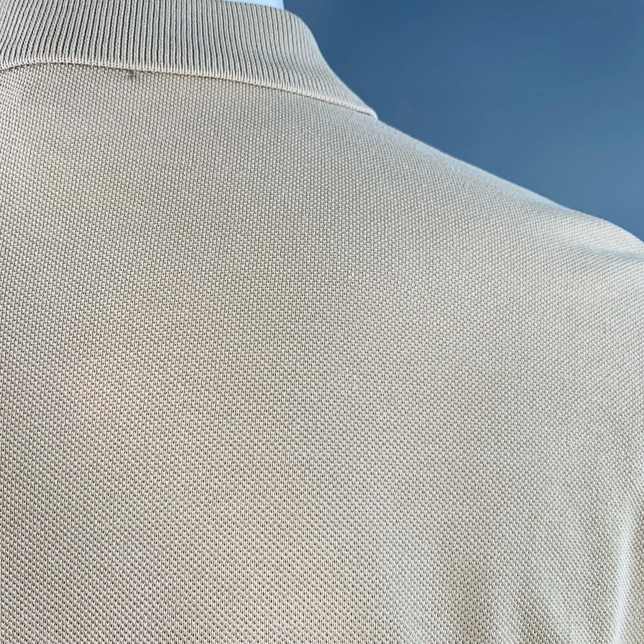 Burberry Brit Size M Beige Embroidery Cotton Pique Classic Fit Contrast Trim Long Sleeve Polo en vente 2