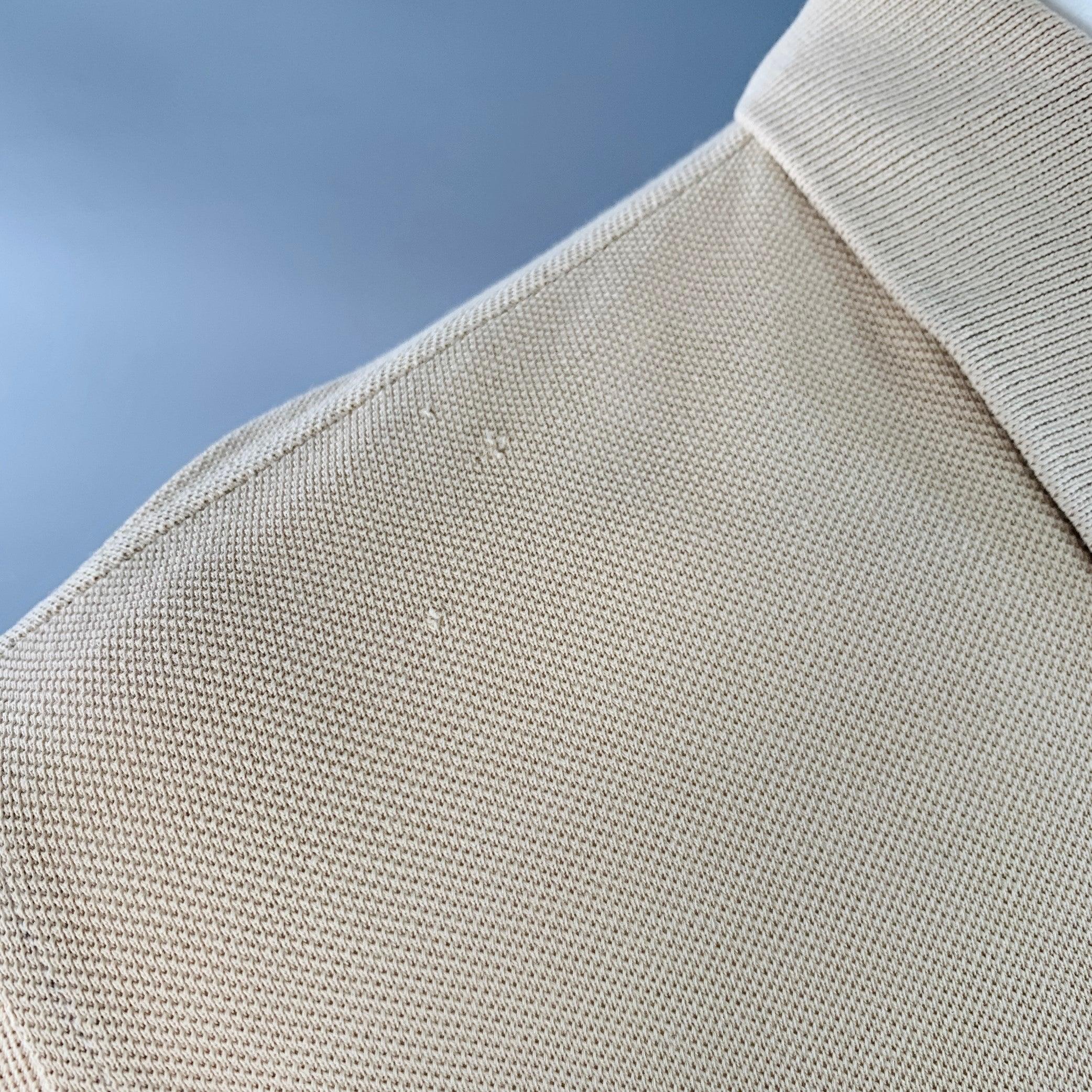 Burberry Brit Size M Beige Embroidery Cotton Pique Classic Fit Contrast Trim Long Sleeve Polo en vente 3