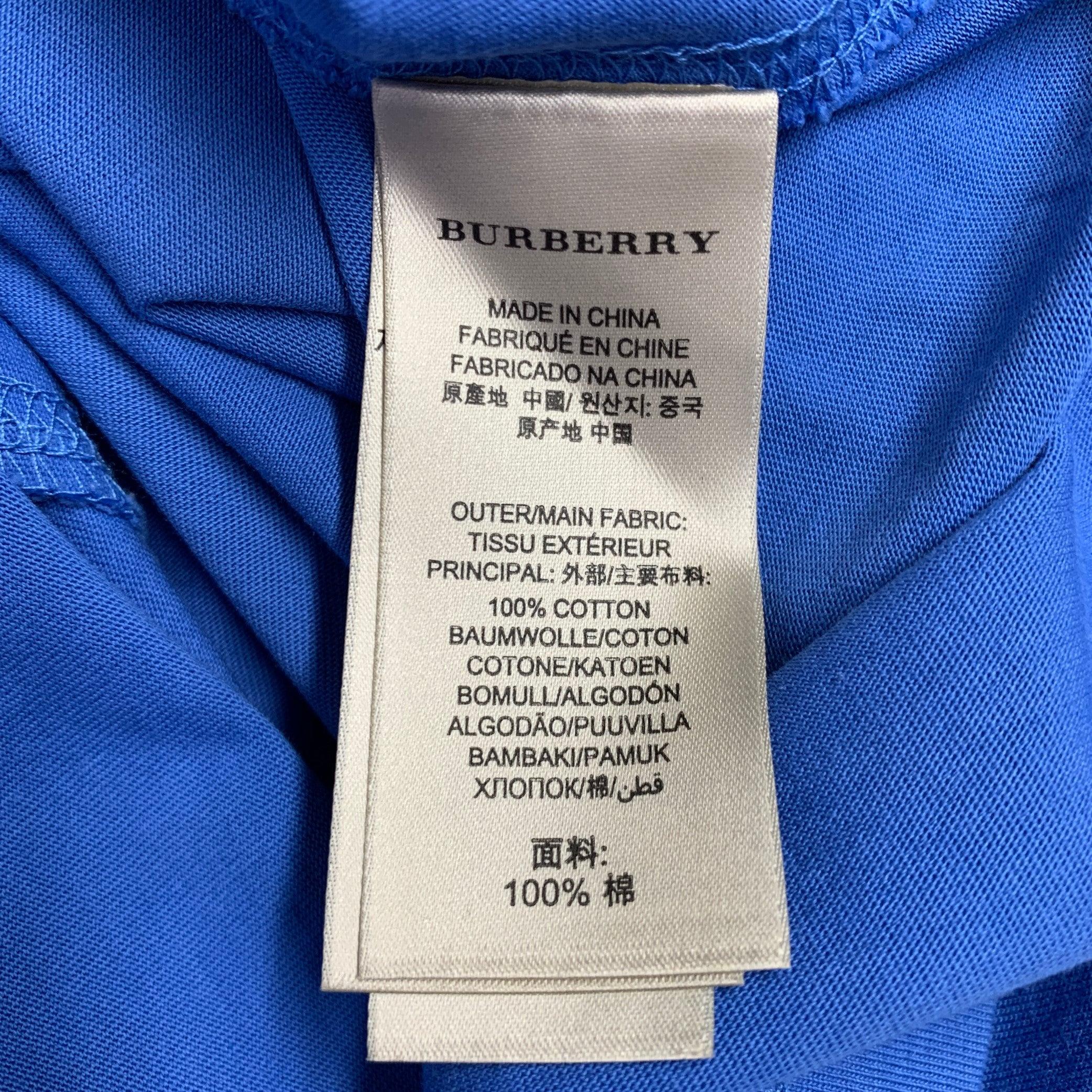 BURBERRY BRIT Size M Blue Contrast Trim Cotton Short Sleeve Polo For Sale 1