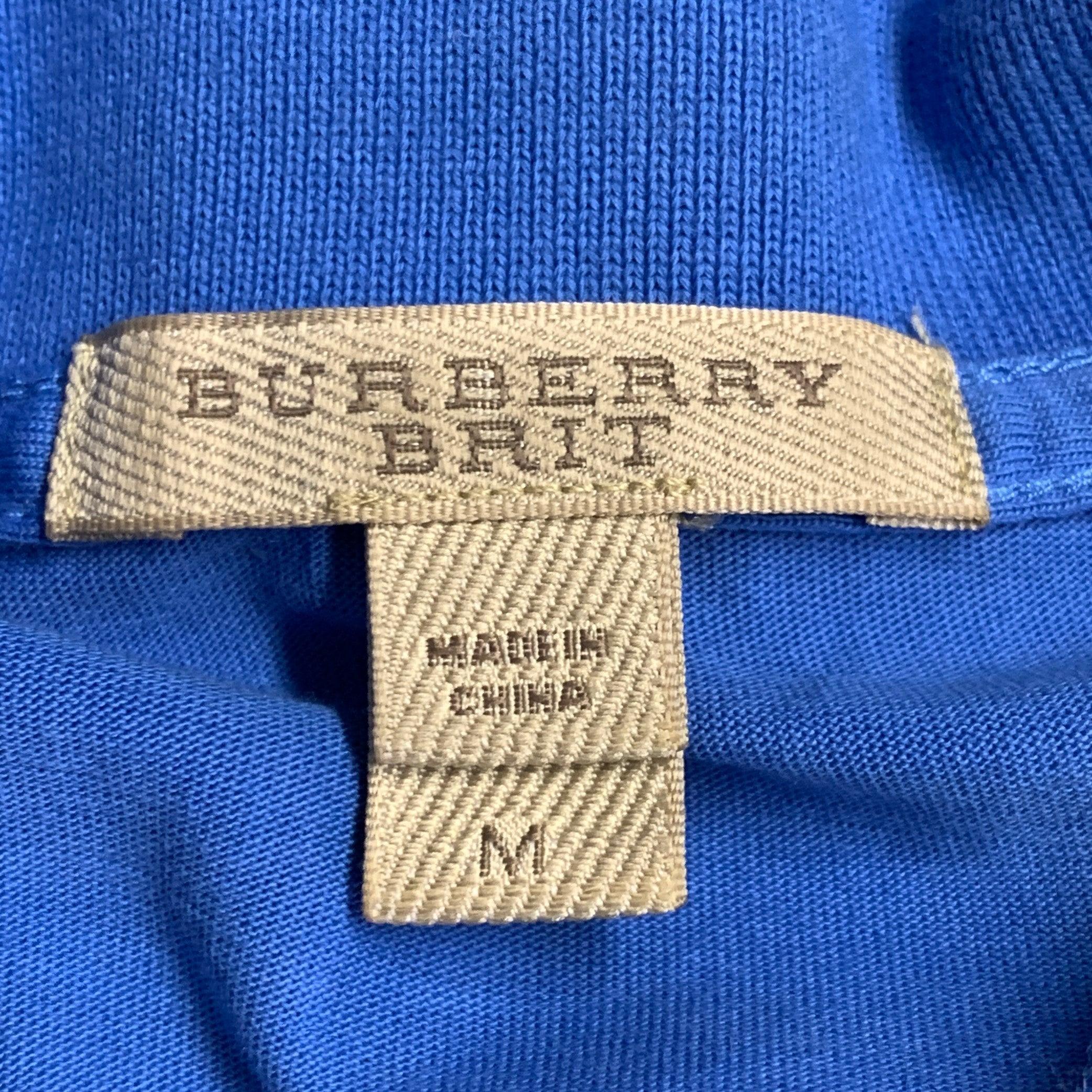 BURBERRY BRIT Talla M Polo de algodón azul con media tapeta en venta 1