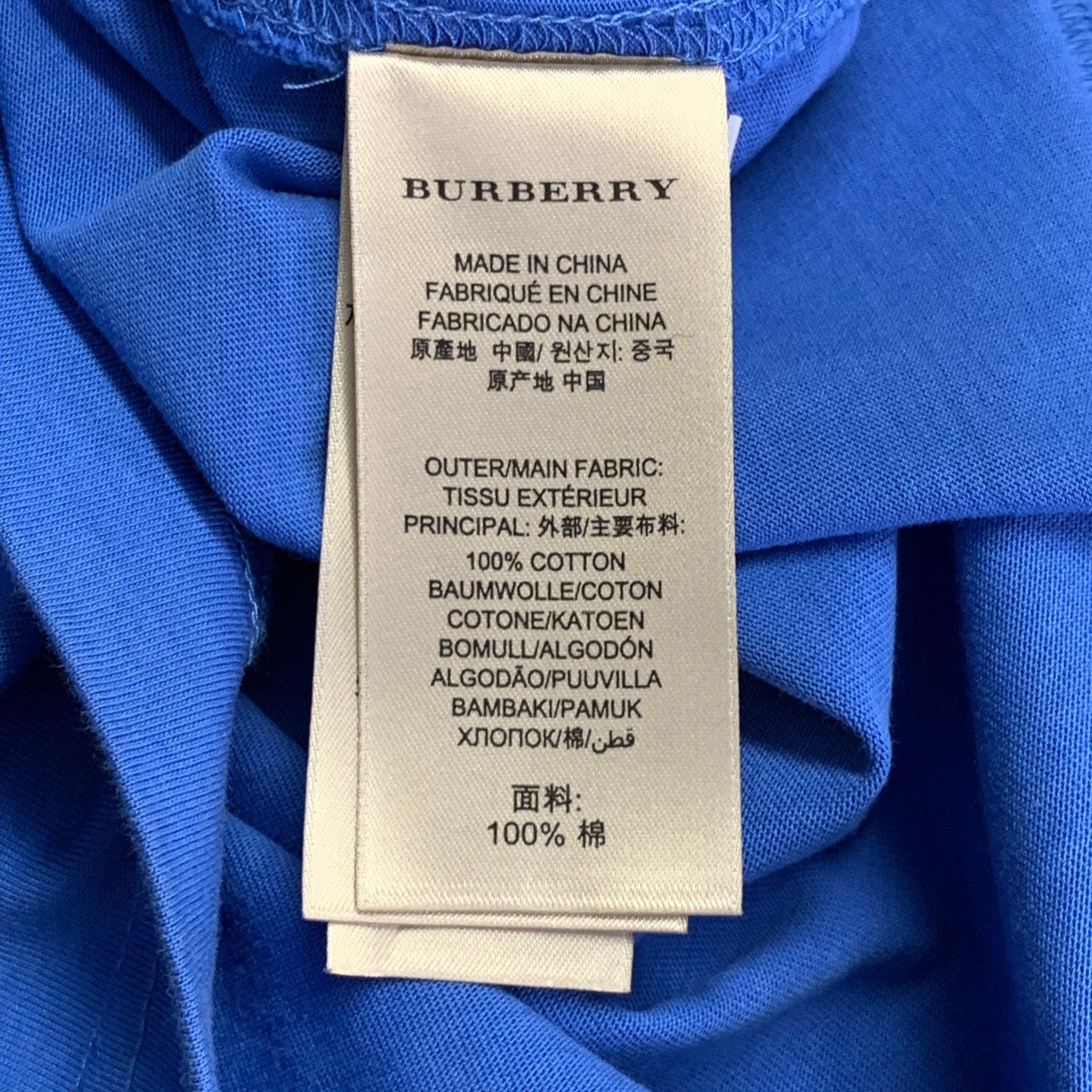 BURBERRY BRIT Talla M Polo de algodón azul con media tapeta en venta 2