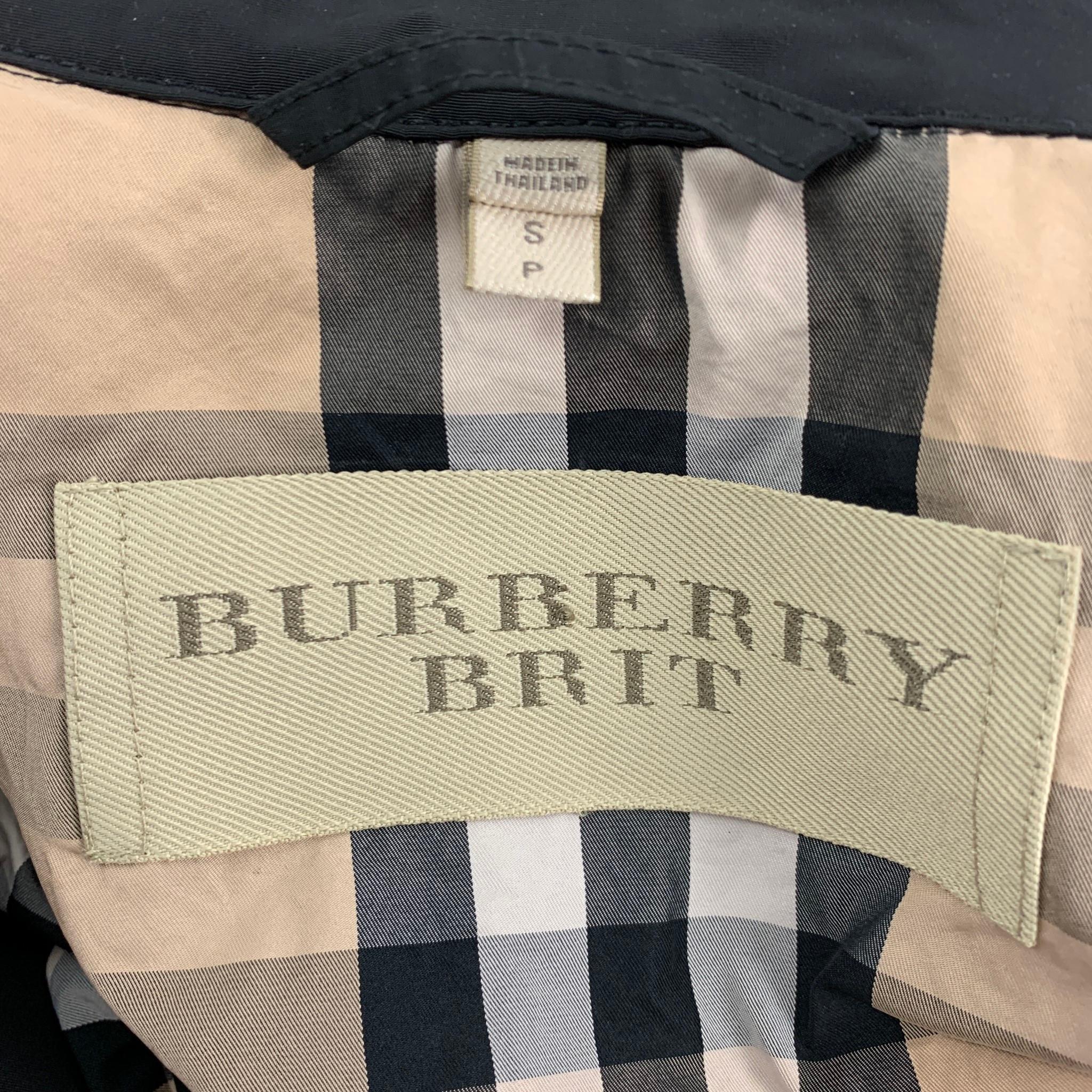 BURBERRY BRIT Size S Black Beige Nylon Trench Coat 1