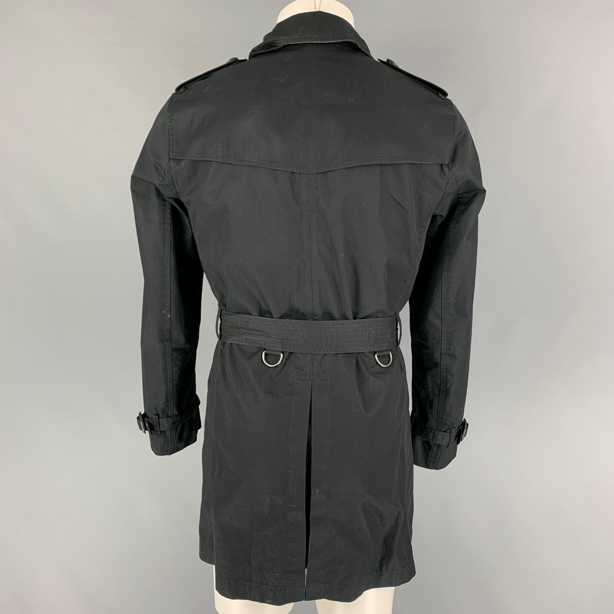 BURBERRY BRIT Size S Black Cotton Belted Trenchcoat In Good Condition For Sale In San Francisco, CA