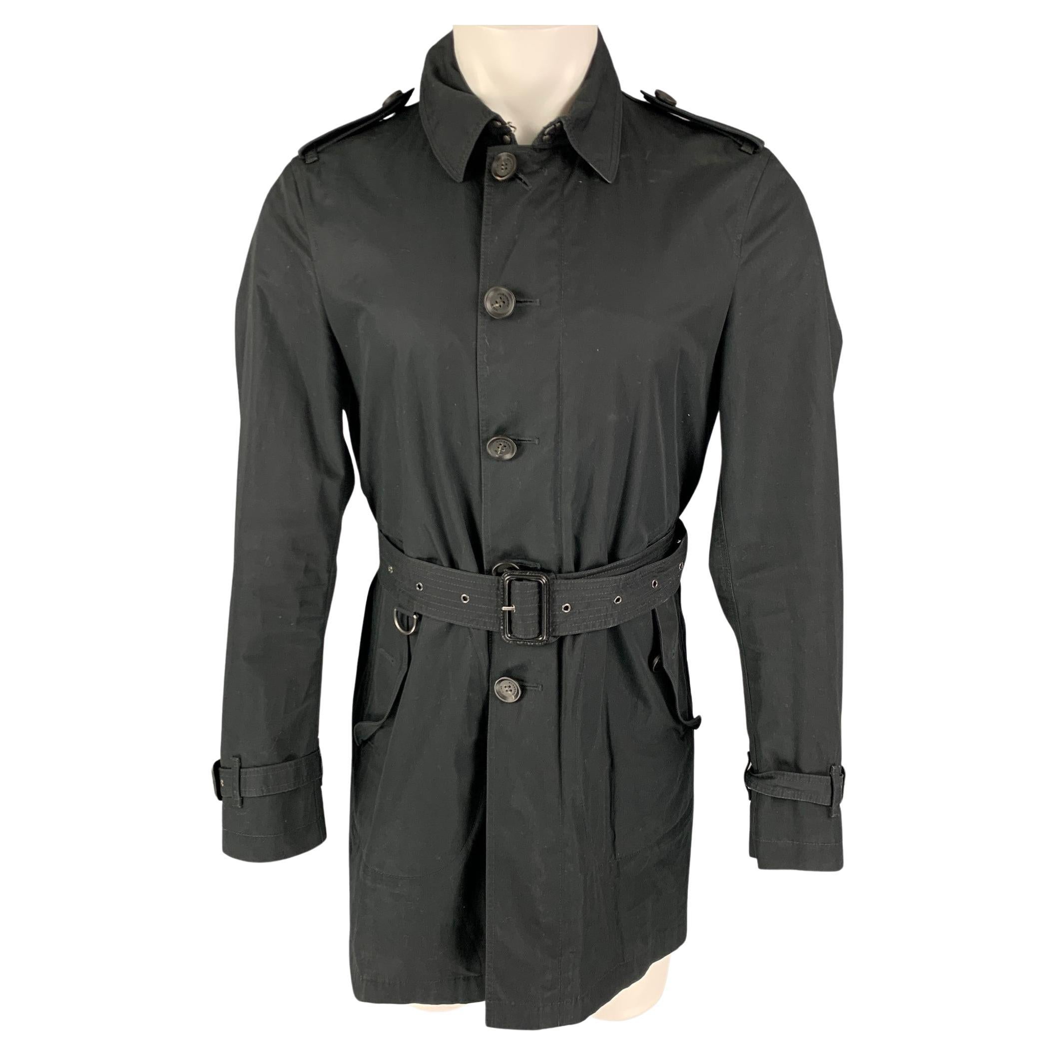 BURBERRY BRIT Size S Black Cotton Belted Trenchcoat