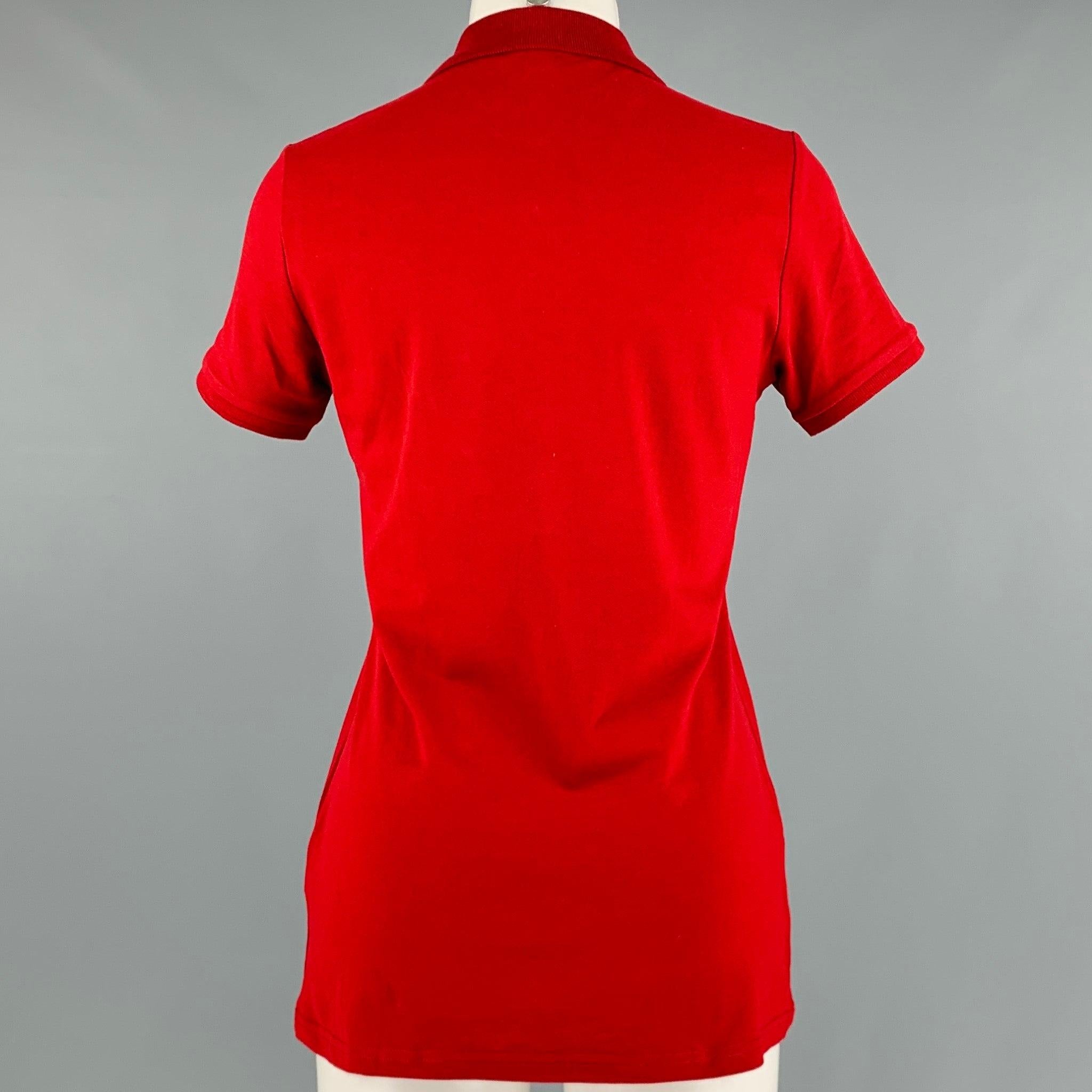 Women's BURBERRY BRIT Size S Red Cotton Elastane Contrast trim Short Sleeve Casual Top For Sale