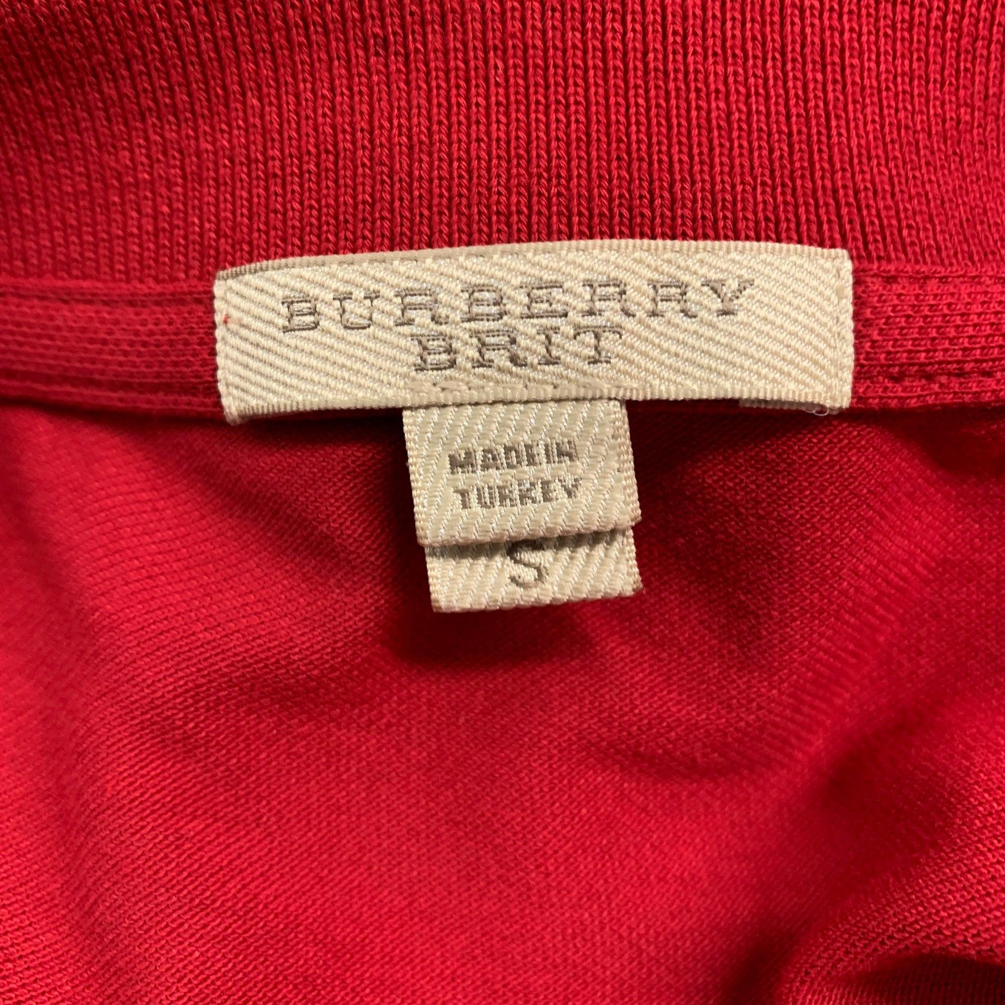 BURBERRY BRIT Size S Red Cotton Elastane Contrast trim Short Sleeve Casual Top For Sale 2