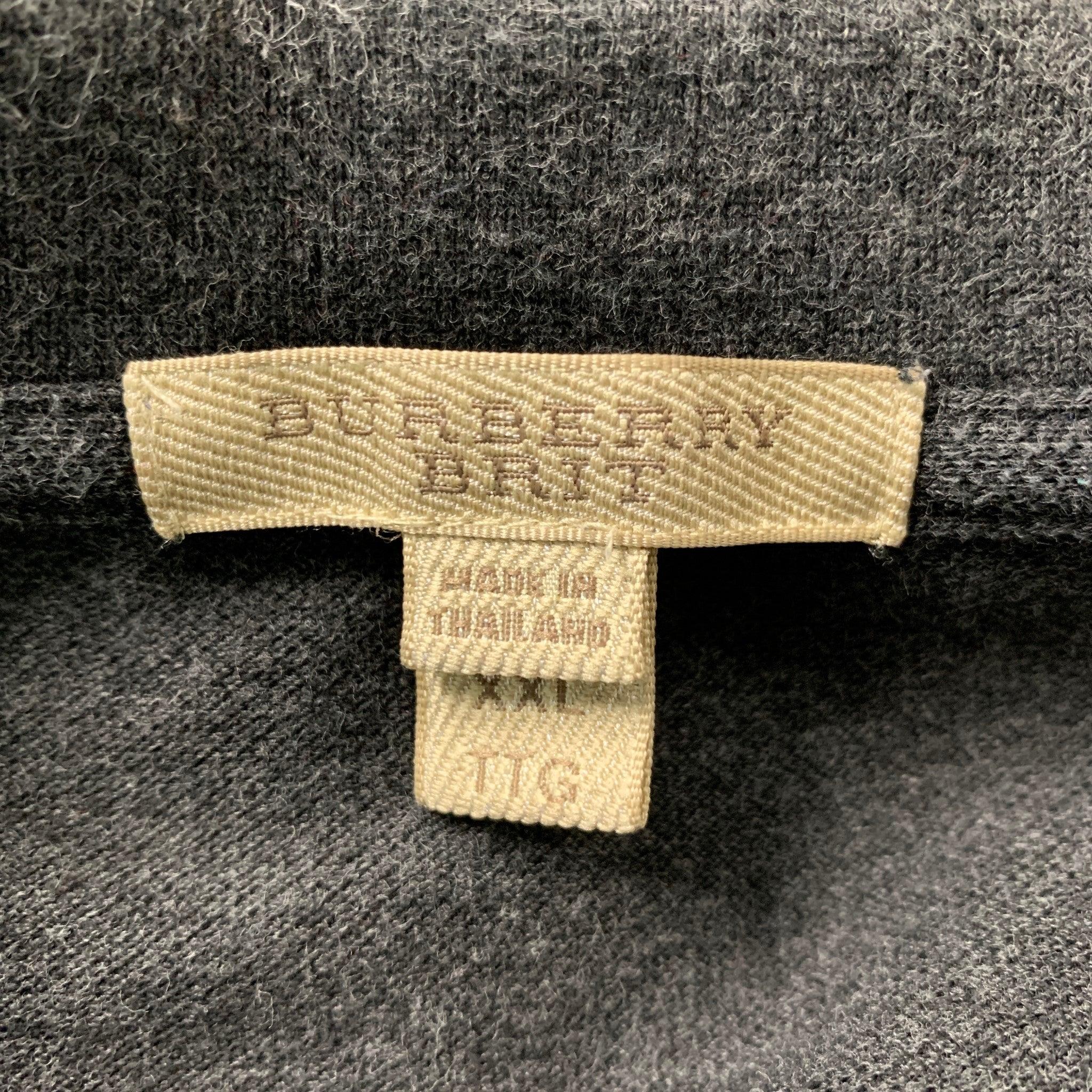 Men's BURBERRY BRIT Size XXL Dark Gray Solid Cotton Polo