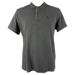 BURBERRY BRIT Size XXL Dark Gray Solid Cotton Polo