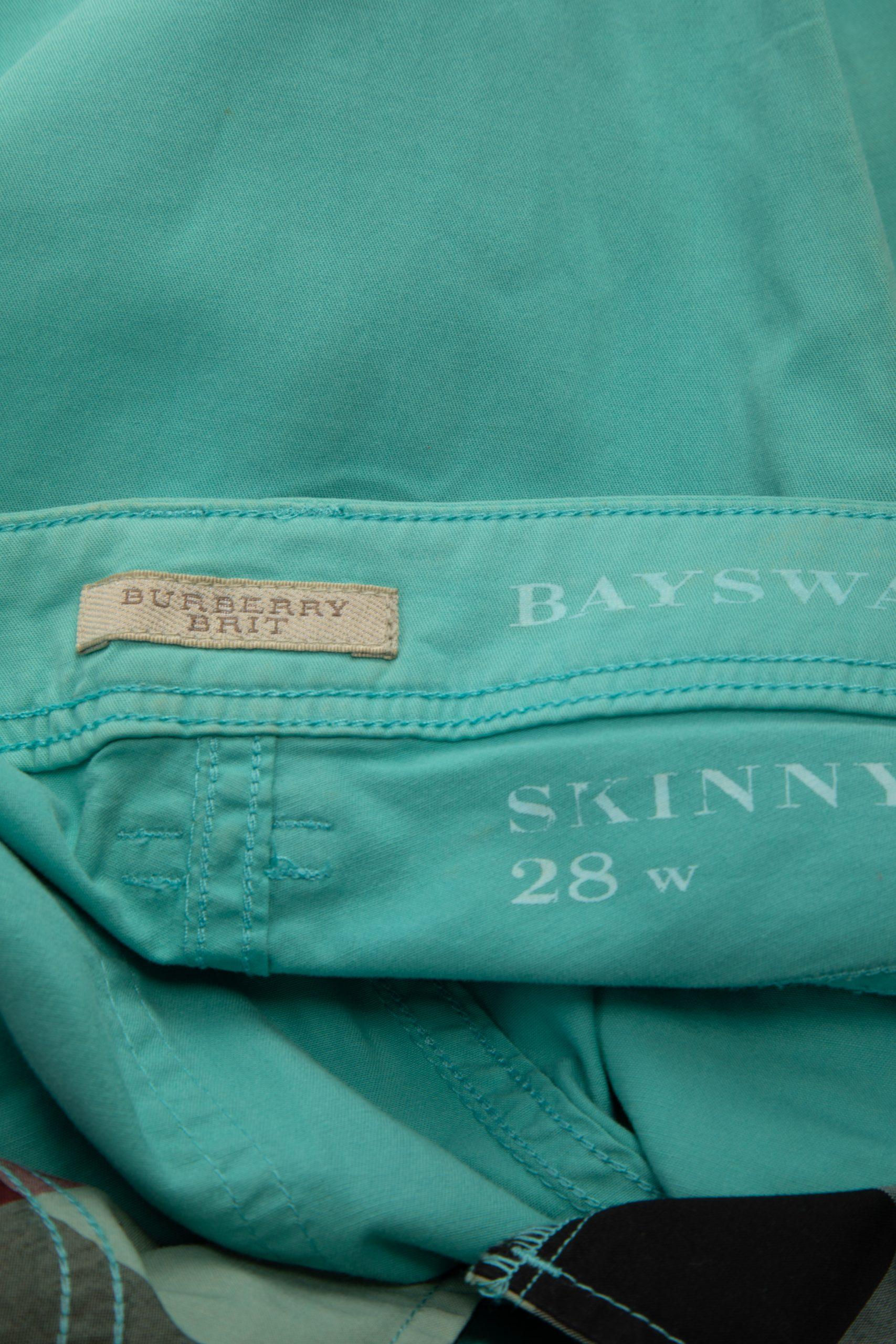 Burberry Brit Turquoise Bayswater Skinny Ankle Zip Trousers Size M 1