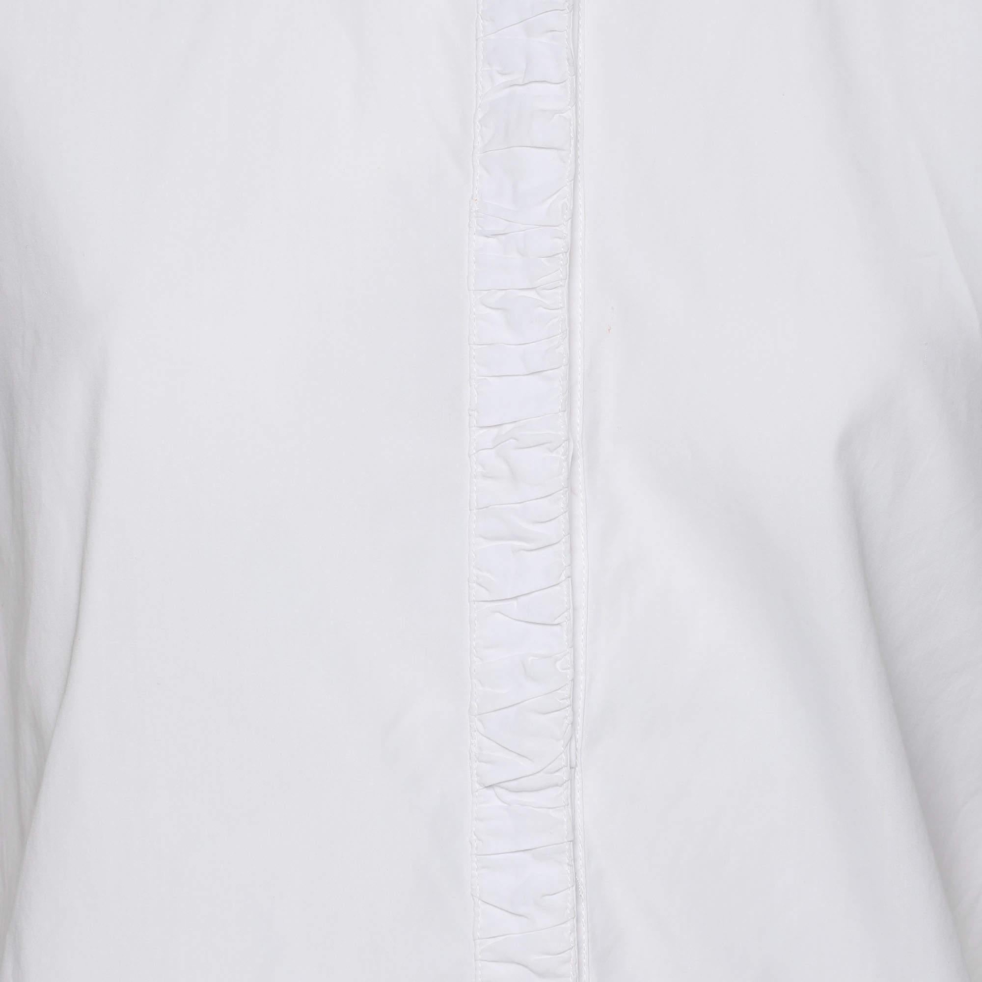 Gray Burberry Brit White Cotton Button Front Top S For Sale