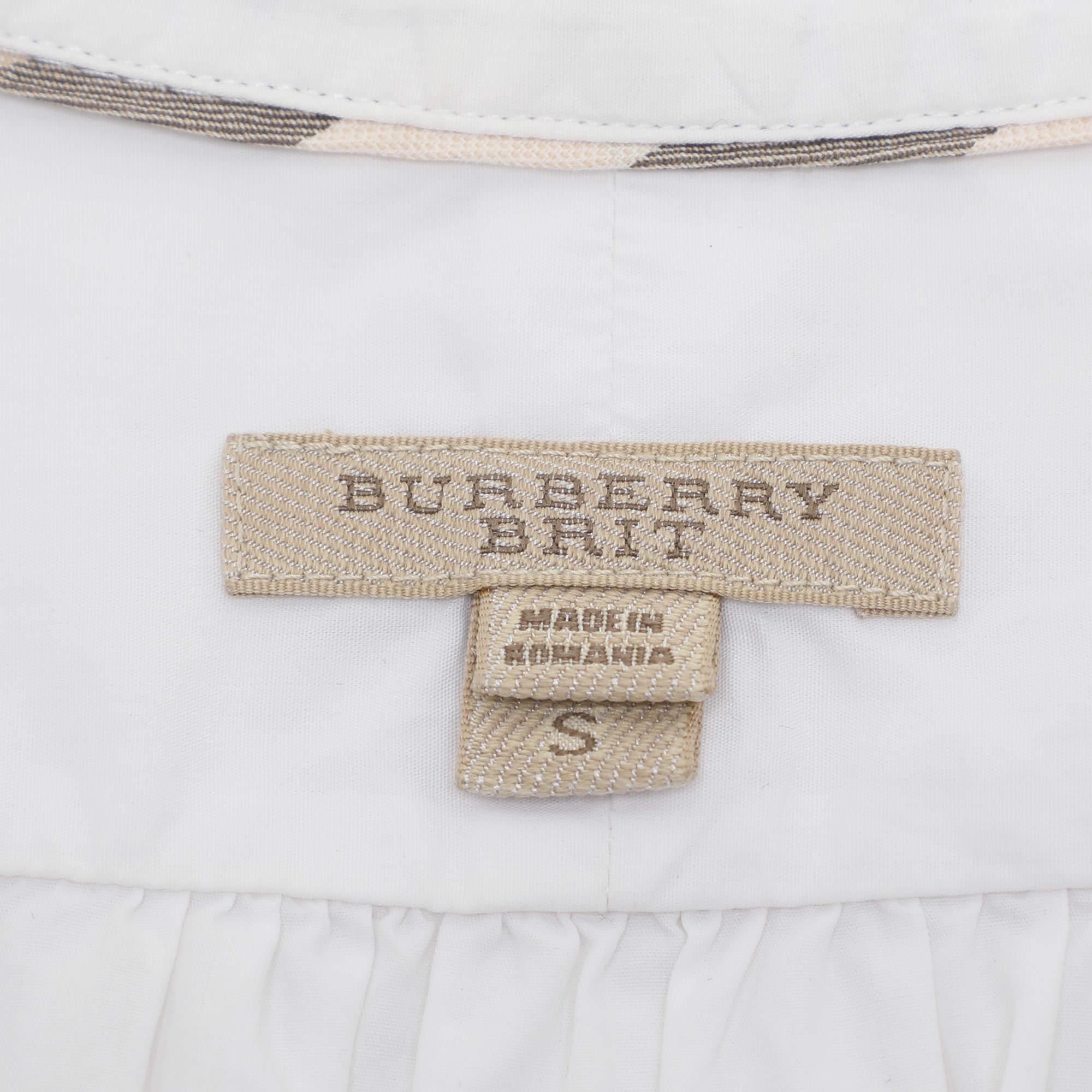 Burberry Brit White Cotton Button Front Top S In Good Condition For Sale In Dubai, Al Qouz 2