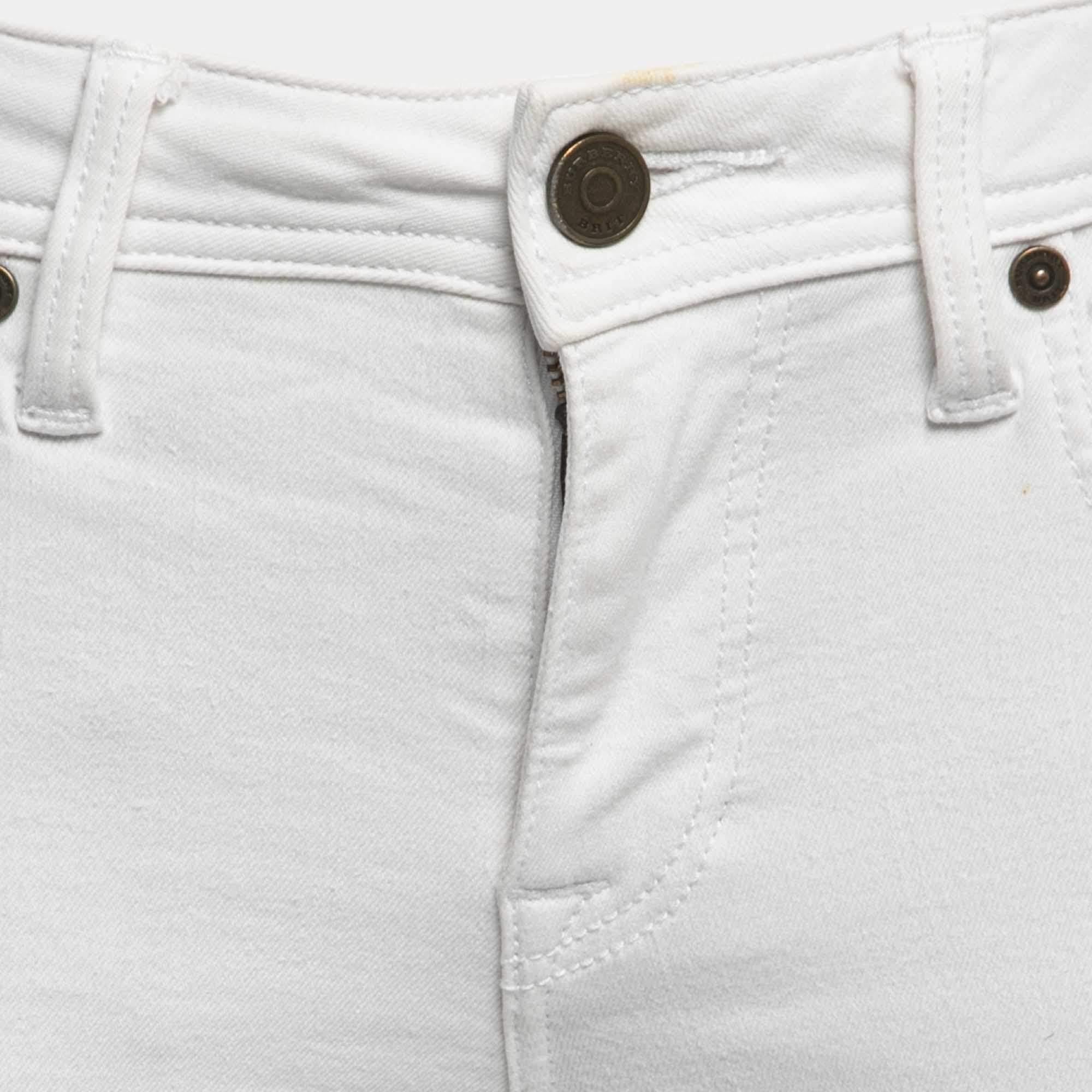 Gray Burberry Brit White Denim Alperton Cropped Jeans S Waist 27
