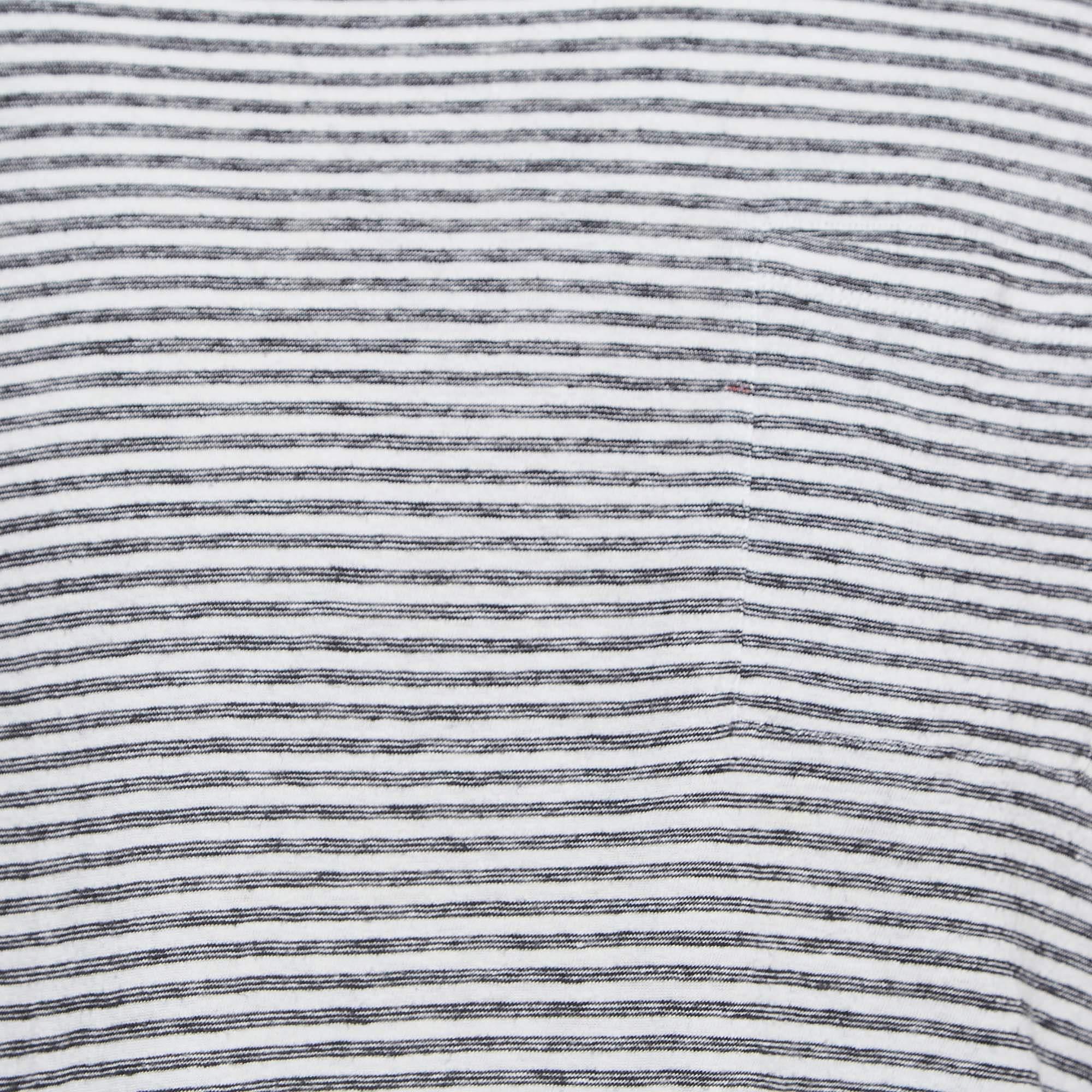 Gray Burberry Brit White Striped Linen Blend Half Sleeve T-Shirt L For Sale