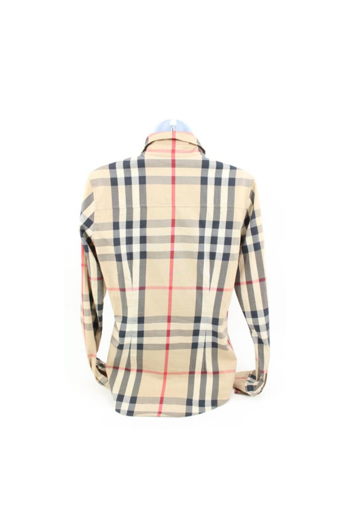 Burberry Brit Women S Beige Nova Check Classic Long Sleeve Button Down Shirt 125 For Sale 4