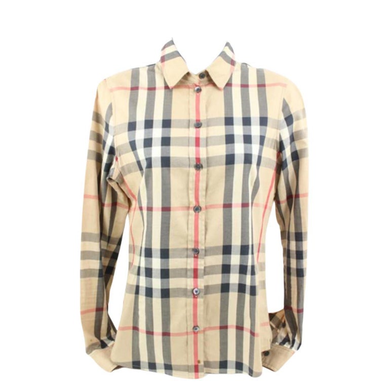 Interpersoonlijk Republiek Collega Burberry Brit Women S Beige Nova Check Classic Long Sleeve Button Down  Shirt 125 For Sale at 1stDibs | burberry brit shirt womens