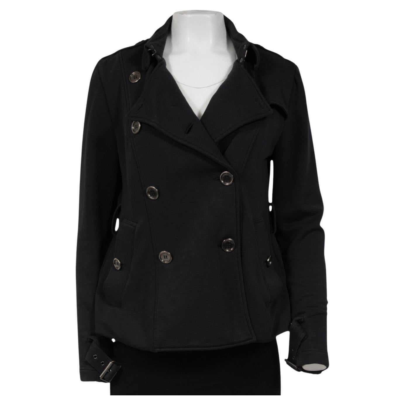 Burberry Brit Womens Double Breasted Belted Jacket Size US 10 Navy Blue Coat