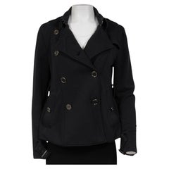 Burberry Brit Womens Double Breasted Belted Jacket Talla US 10 Azul Marino Abrigo