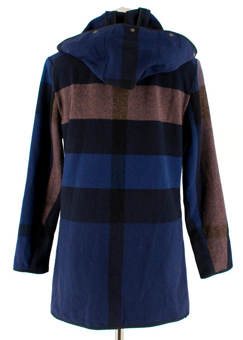 Burberry Brit Wool Check Hooded Coat - Size US 0-2 For Sale 4