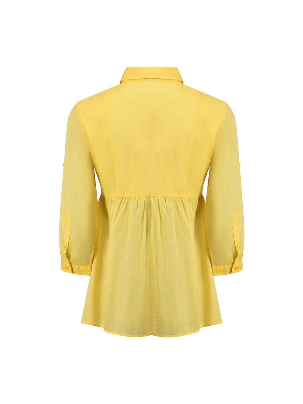Burberry Brit Yellow 3/4 Length Sleeves Blouse Size S In Good Condition For Sale In London, GB