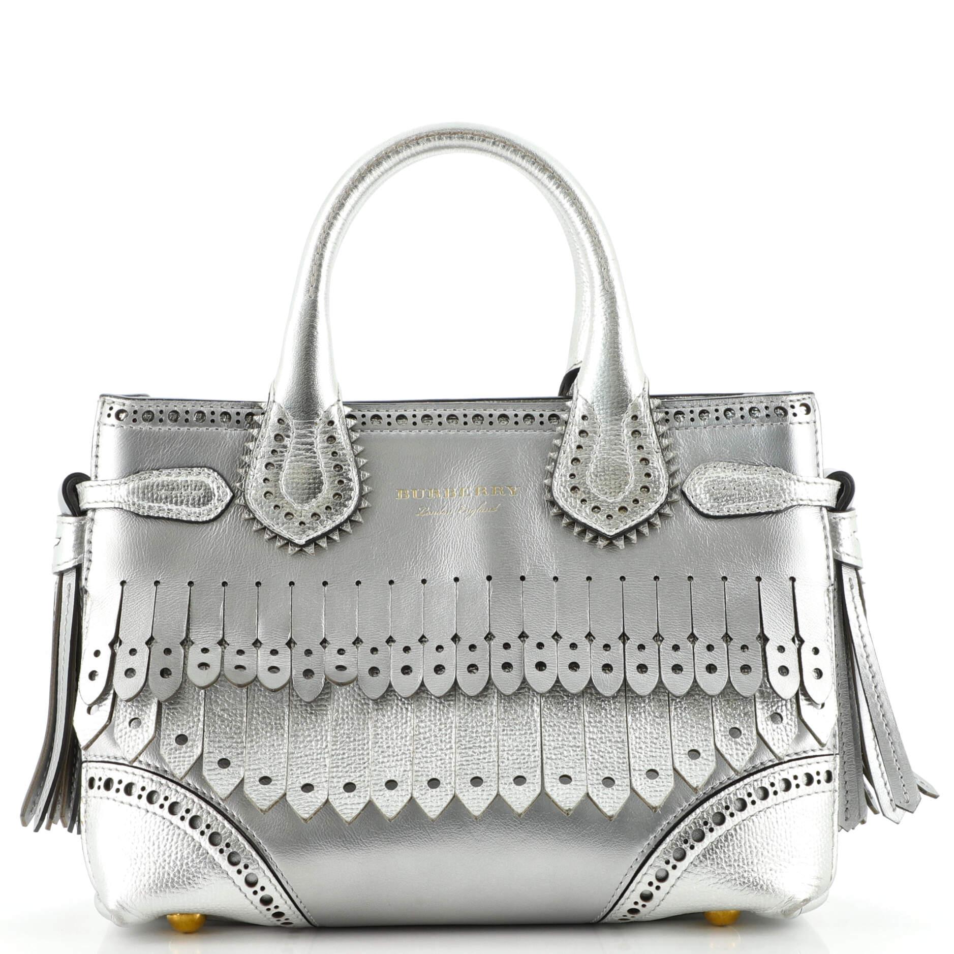 Burberry Brogue Banner Tote Fringed Leather Mini For Sale at 1stDibs