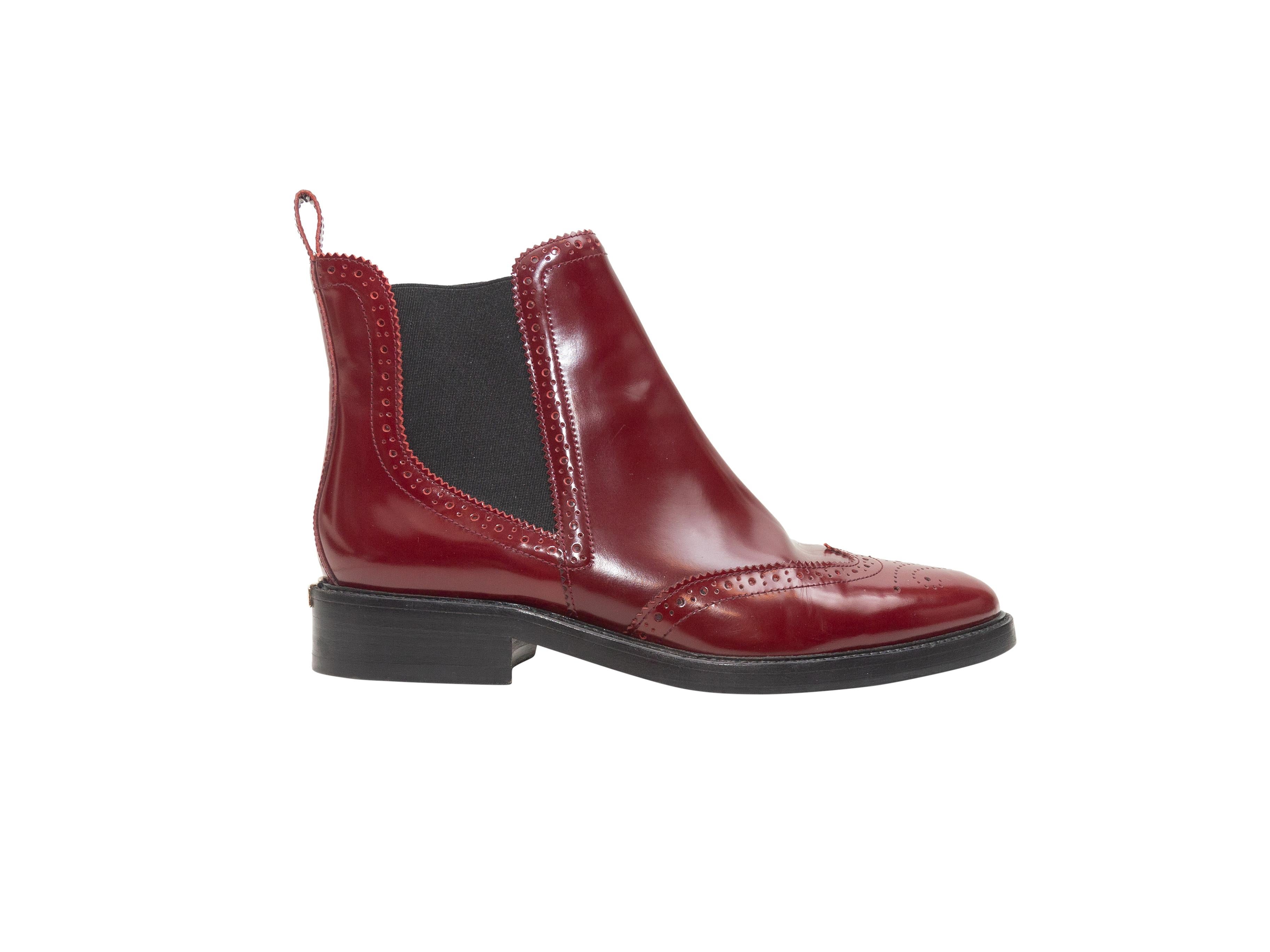 Women's Burberry Brogue Maroon Ankle Boots