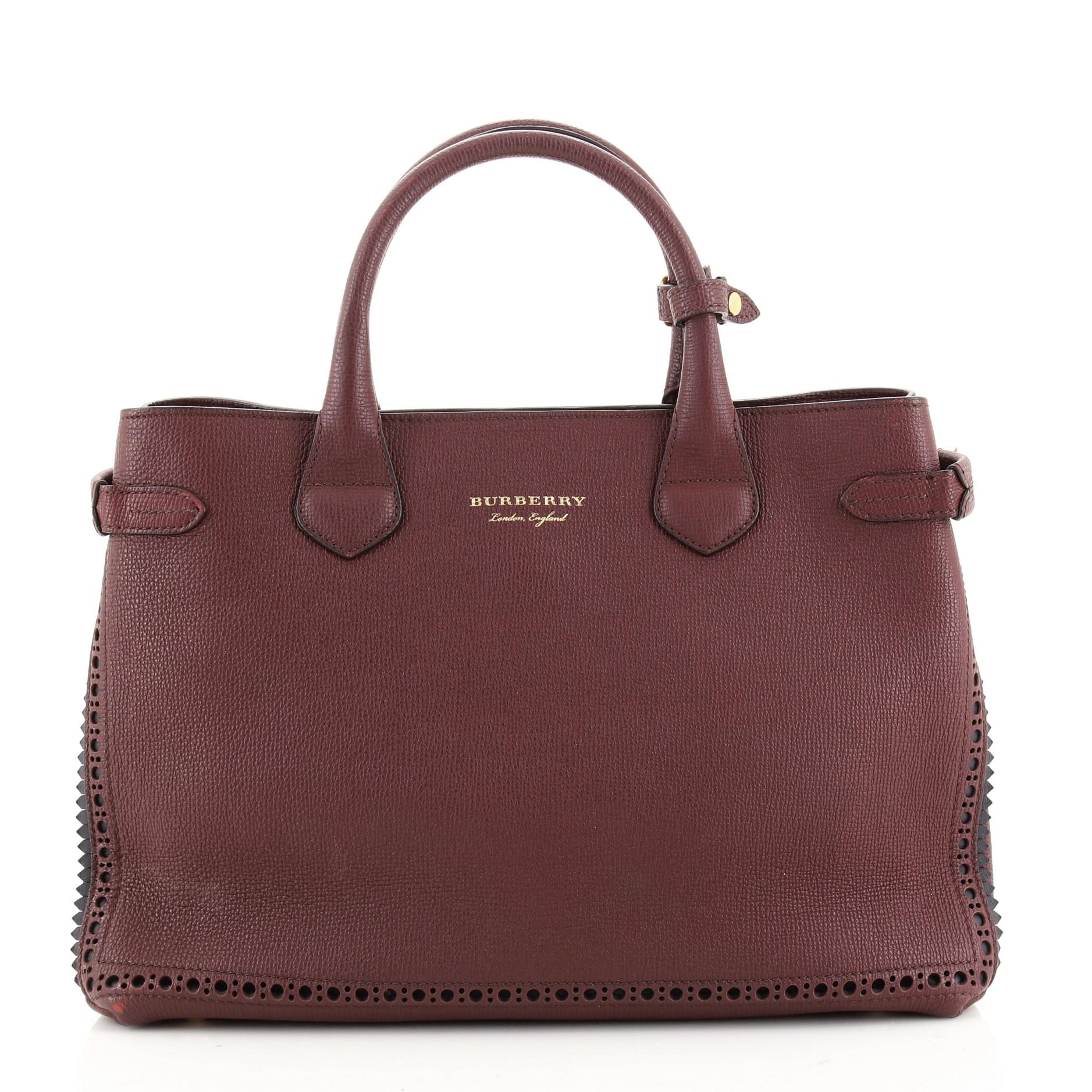 Burberry Brogues Tote aus Leder mit Quaste und Banner Medium (Schwarz)