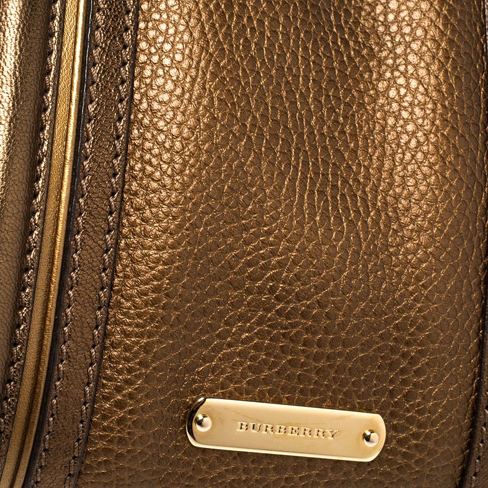 Burberry Bronze Leather and Suede Medium Alchester Bowling Bag In Good Condition In Dubai, Al Qouz 2