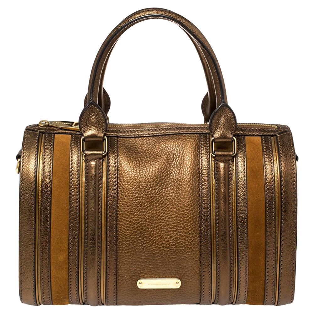 Burberry Bronze Leather and Suede Medium Alchester Bowling Bag at 1stDibs